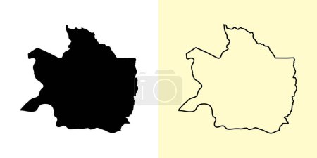 Téléchargez les illustrations : Razavi Khorasan map, Iran, Asia. Filled and outline map designs. Vector illustration - en licence libre de droit