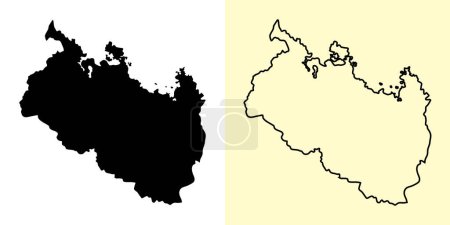 Illustration for Rangpur map, Bangladesh, Asia. Filled and outline map designs. Vector illustration - Royalty Free Image