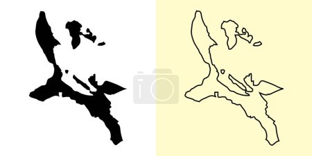 Téléchargez les illustrations : Carte de Quezon, Philippines, Asie. Rempli et esquisser des dessins de carte. Illustration vectorielle - en licence libre de droit
