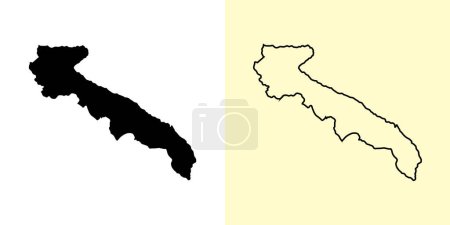 Ilustración de Puglia mapa, Italia, Europa. Diseños de mapas rellenos y esquemáticos. Ilustración vectorial - Imagen libre de derechos