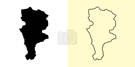 Illustration pour Carte de Prizren, Serbie, Europe. Rempli et esquisser des dessins de carte. Illustration vectorielle - image libre de droit
