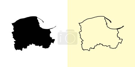 Téléchargez les illustrations : Pomorskie map, Poland, Europe. Filled and outline map designs. Vector illustration - en licence libre de droit