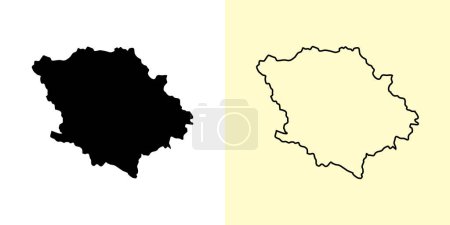 Ilustración de Poltava mapa, Ucrania, Europa. Diseños de mapas rellenos y esquemáticos. Ilustración vectorial - Imagen libre de derechos