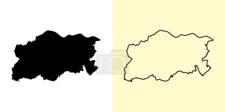 Téléchargez les illustrations : Carte de Pleven, Bulgarie, Europe. Rempli et esquisser des dessins de carte. Illustration vectorielle - en licence libre de droit