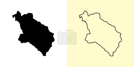Illustration for Pljevlja map, Montenegro, Europe. Filled and outline map designs. Vector illustration - Royalty Free Image