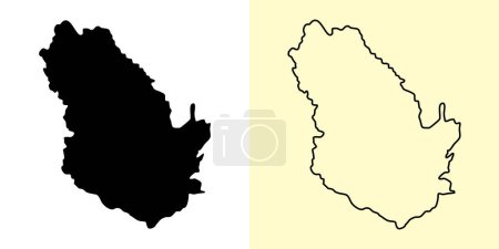 Illustration for Phongsaly map, Laos, Asia. Filled and outline map designs. Vector illustration - Royalty Free Image