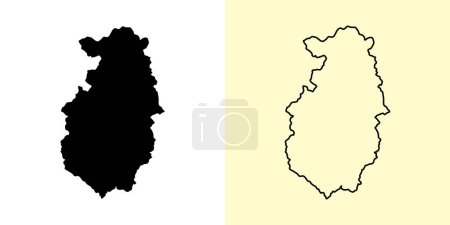Téléchargez les illustrations : Pazardzhik map, Bulgaria, Europe. Filled and outline map designs. Vector illustration - en licence libre de droit