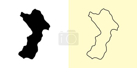 Téléchargez les illustrations : Parasi map, Nepal, Asia. Filled and outline map designs. Vector illustration - en licence libre de droit