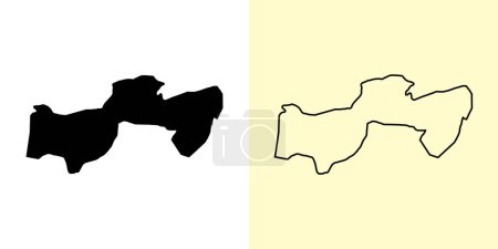 Ilustración de Para map, Suriname, Americas. Filled and outline map designs. Vector illustration - Imagen libre de derechos