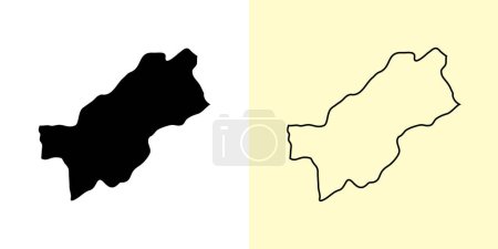 Ilustración de Paktia map, Afghanistan, Asia. Filled and outline map designs. Vector illustration - Imagen libre de derechos