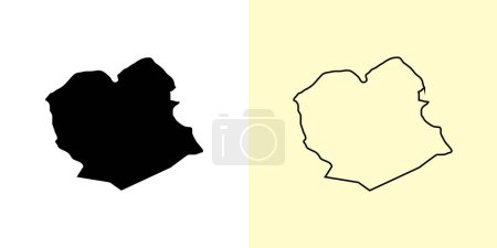 Téléchargez les illustrations : Oruro map, Bolivia, Americas. Filled and outline map designs. Vector illustration - en licence libre de droit