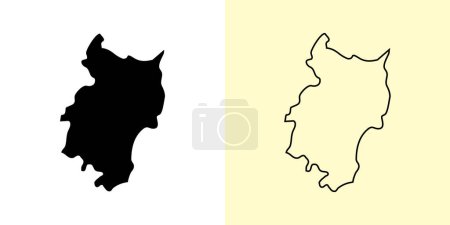 Illustration for Omsk map, Russia, Europe. Filled and outline map designs. Vector illustration - Royalty Free Image