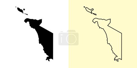 Illustration for Occidental Mindoro map, Philippines, Asia. Filled and outline map designs. Vector illustration - Royalty Free Image