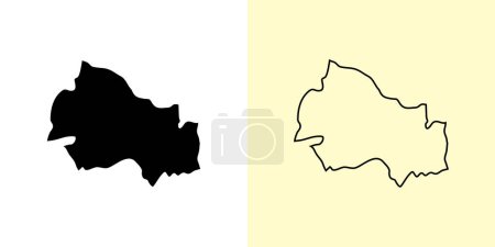 Illustration for Novosibirsk map, Russia, Europe. Filled and outline map designs. Vector illustration - Royalty Free Image