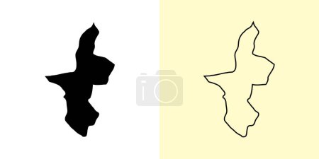 Illustration for Ningxia map, China, Asia. Filled and outline map designs. Vector illustration - Royalty Free Image