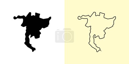 Illustration for Nidwalden map, Switzerland, Europe. Filled and outline map designs. Vector illustration - Royalty Free Image