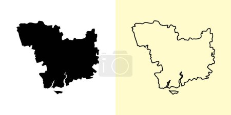Illustration for Mykolaiv map, Ukraine, Europe. Filled and outline map designs. Vector illustration - Royalty Free Image