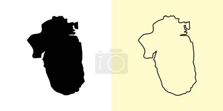 Illustration for Murmansk map, Russia, Europe. Filled and outline map designs. Vector illustration - Royalty Free Image