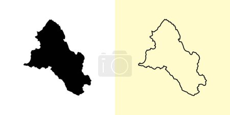 Illustration for Monaghan map, Ireland, Europe. Filled and outline map designs. Vector illustration - Royalty Free Image