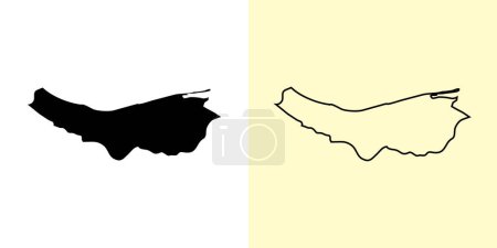 Illustration for Mazandaran map, Iran, Asia. Filled and outline map designs. Vector illustration - Royalty Free Image