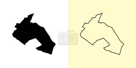 Illustration for Mauren map, Liechtenstein, Europe. Filled and outline map designs. Vector illustration - Royalty Free Image