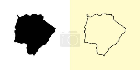 Illustration for Mato Grosso do Sul map, Brazil, Americas. Filled and outline map designs. Vector illustration - Royalty Free Image