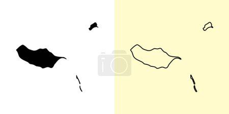 Ilustración de Madeira mapa, Portugal, Europa. Diseños de mapas rellenos y esquemáticos. Ilustración vectorial - Imagen libre de derechos