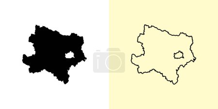 Illustration for Lower Austria map, Austria, Europe. Filled and outline map designs. Vector illustration - Royalty Free Image