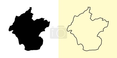 Illustration for Luang Namtha map, Laos, Asia. Filled and outline map designs. Vector illustration - Royalty Free Image