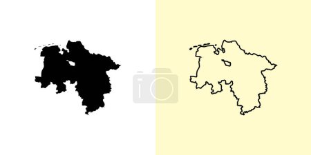 Ilustración de Baja Sajonia mapa, Alemania, Europa. Diseños de mapas rellenos y esquemáticos. Ilustración vectorial - Imagen libre de derechos