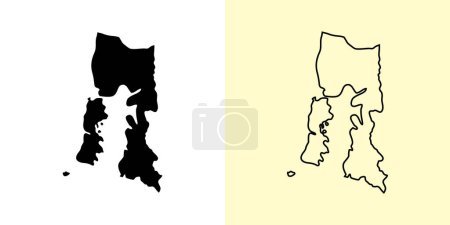 Ilustración de Mapa de Los Lagos, Chile, Américas. Diseños de mapas rellenos y esquemáticos. Ilustración vectorial - Imagen libre de derechos