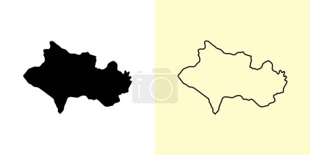 Illustration for Lorestan map, Iran, Asia. Filled and outline map designs. Vector illustration - Royalty Free Image
