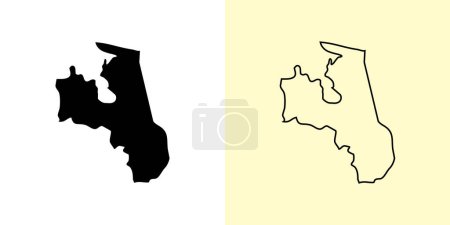 Illustration for Leningrad map, Russia, Europe. Filled and outline map designs. Vector illustration - Royalty Free Image
