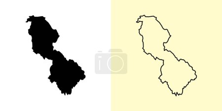 Illustration for Leitrim map, Ireland, Europe. Filled and outline map designs. Vector illustration - Royalty Free Image