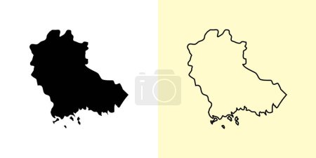 Illustration for Kymenlaakso map, Finland, Europe. Filled and outline map designs. Vector illustration - Royalty Free Image
