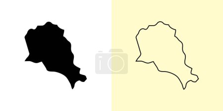Illustration for Kursk map, Russia, Europe. Filled and outline map designs. Vector illustration - Royalty Free Image