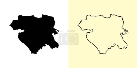 Ilustración de Mapa del Kurdistán, Irán, Asia. Diseños de mapas rellenos y esquemáticos. Ilustración vectorial - Imagen libre de derechos