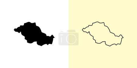 Illustration for Kostroma map, Russia, Europe. Filled and outline map designs. Vector illustration - Royalty Free Image