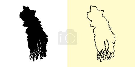 Illustration for Khulna map, Bangladesh, Asia. Filled and outline map designs. Vector illustration - Royalty Free Image