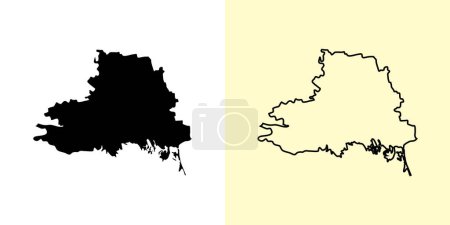 Illustration for Kherson map, Ukraine, Europe. Filled and outline map designs. Vector illustration - Royalty Free Image
