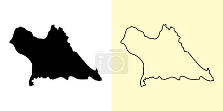 Illustration for Khammouane map, Laos, Asia. Filled and outline map designs. Vector illustration - Royalty Free Image