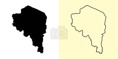 Illustration for Kerman map, Iran, Asia. Filled and outline map designs. Vector illustration - Royalty Free Image