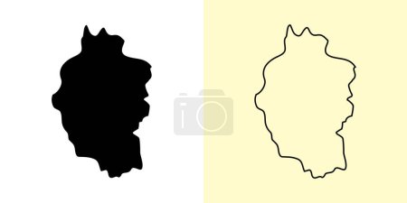 Illustration for Kayah map, Burma Myanmar, Asia. Filled and outline map designs. Vector illustration - Royalty Free Image