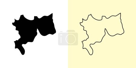 Illustration for Kandy map, Sri Lanka, Asia. Filled and outline map designs. Vector illustration - Royalty Free Image