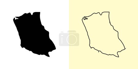 Téléchargez les illustrations : Kalutara map, Sri Lanka, Asie. Rempli et esquisser des dessins de carte. Illustration vectorielle - en licence libre de droit