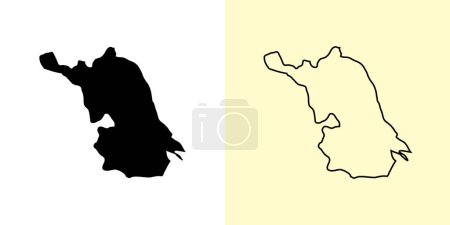 Illustration for Jiangsu map, China, Asia. Filled and outline map designs. Vector illustration - Royalty Free Image