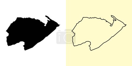 Téléchargez les illustrations : Carte d'Izabal, Guatemala, Amériques. Rempli et esquisser des dessins de carte. Illustration vectorielle - en licence libre de droit
