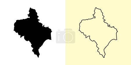 Illustration for Ivano-Frankivsk map, Ukraine, Europe. Filled and outline map designs. Vector illustration - Royalty Free Image