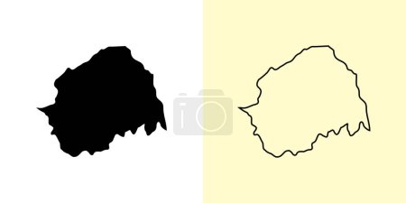 Illustration for Ilam map, Nepal, Asia. Filled and outline map designs. Vector illustration - Royalty Free Image