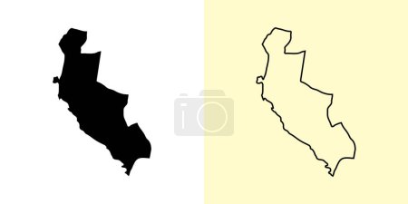 Illustration for Ica map, Peru, Americas. Filled and outline map designs. Vector illustration - Royalty Free Image